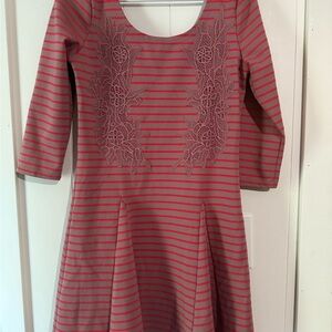 Free People Red and Gray Striped Dress